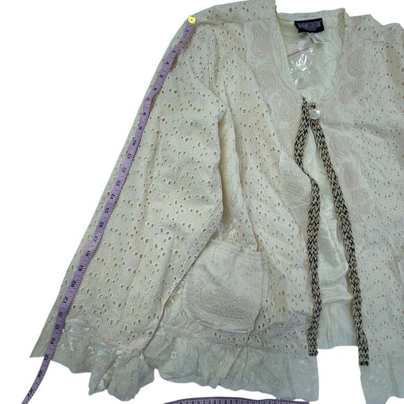 NEW Pyramid Collection Boho Lace eyelet Cardigan Jacket Women 3X Cream NWOT - Picture 13 of 13